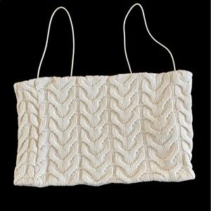 Zara Tube cable knit boho fairy pixie festival spaghetti straps M lined tank top